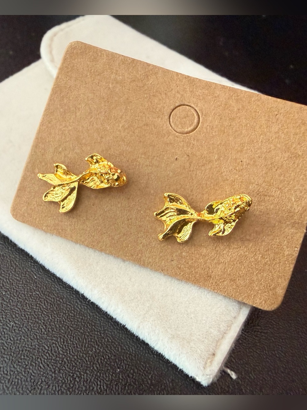 Gold Fish Stud Earrings